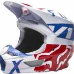 CASQUE CROSS FOX V1 SKEW WHITE ROUGE BLEU
