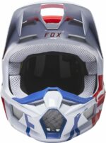 CASQUE CROSS FOX V1 SKEW WHITE ROUGE BLEU