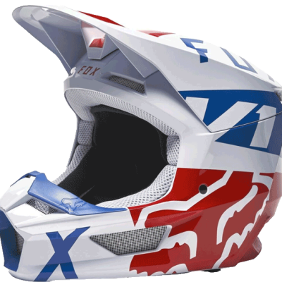 CASQUE CROSS FOX BLEU BLANC ROUGE
